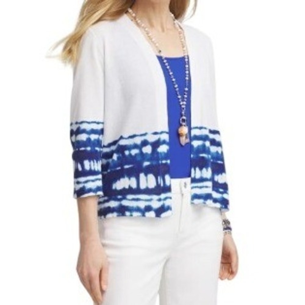 Coastal Grandma Chico's Small Tie-Dye Lightweight Summer Romance Short Cardigan
